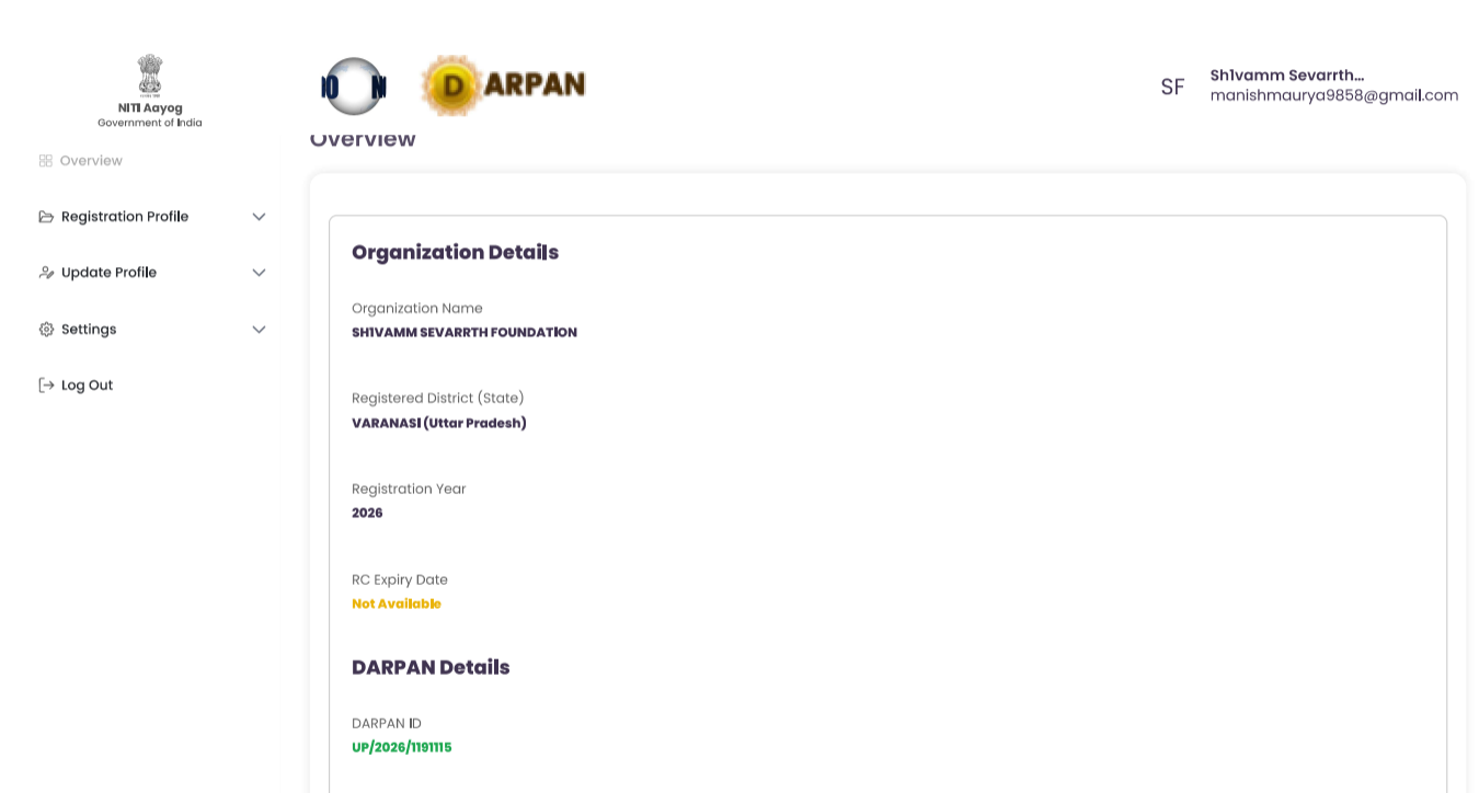 NGO Darpan Registration